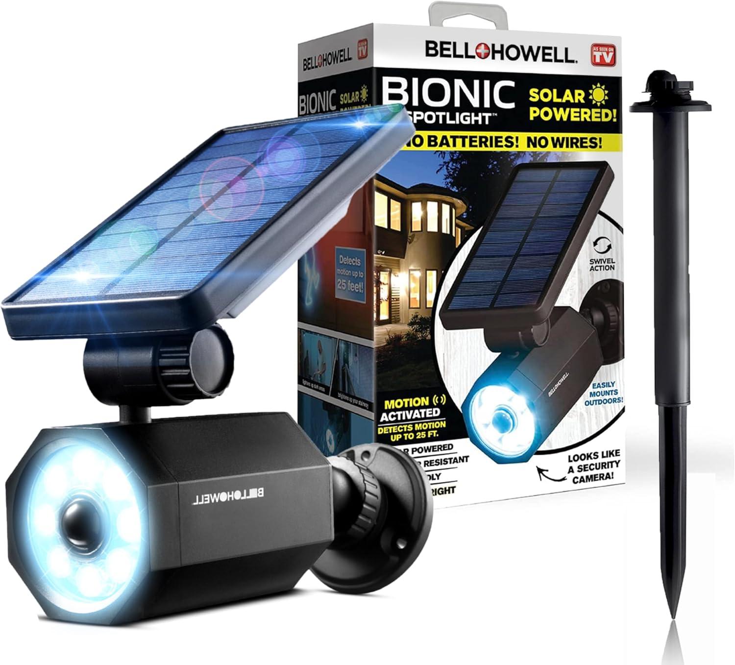 Bell + Howell LED Solar Powered Dusk to Dawn Outdoor Security Spotlight with Motion Sensor and Timer