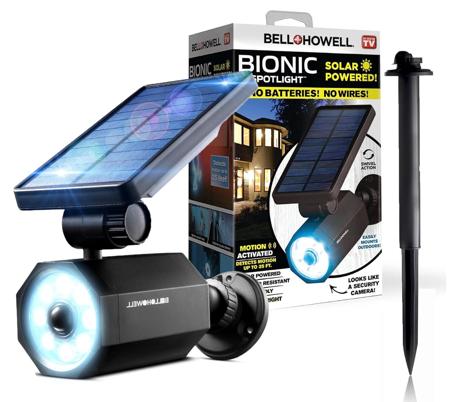 Bell + Howell LED Solar Powered Dusk to Dawn Outdoor Security Spotlight with Motion Sensor and Timer