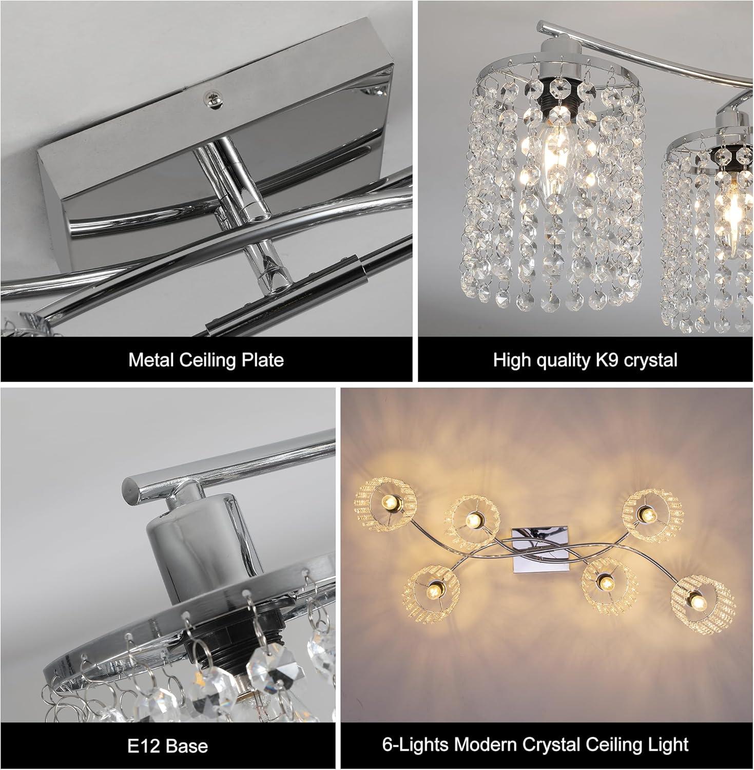 Mercer41 6 - Light 35.03" Dimmable Crystal Flush Mount