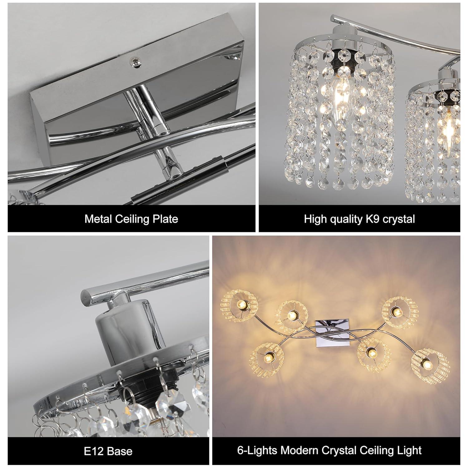 Mercer41 6 - Light 35.03" Dimmable Crystal Flush Mount