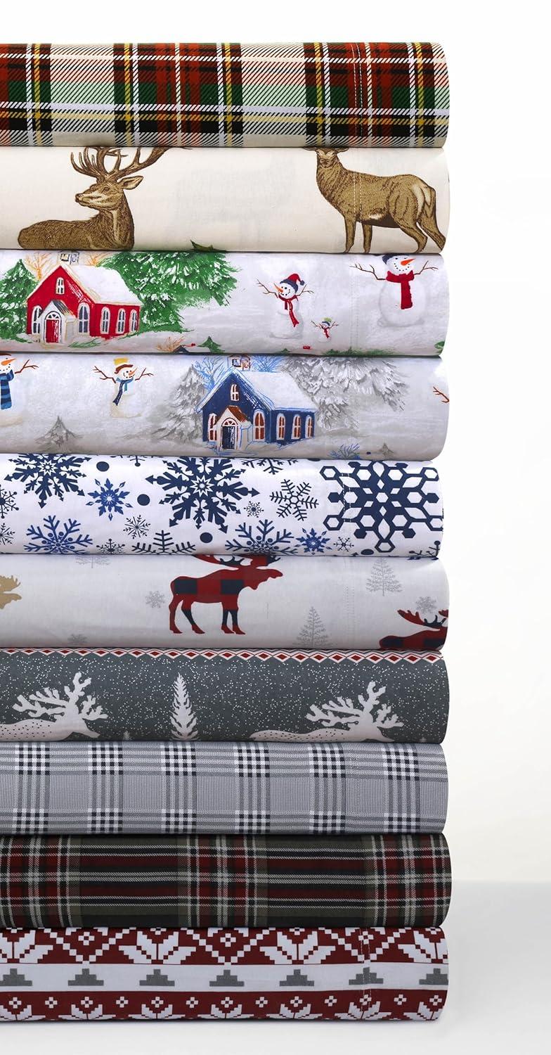 Cozy Flannel Novelty and Holiday Printed Extra Deep Pocket Bed Sheet Set