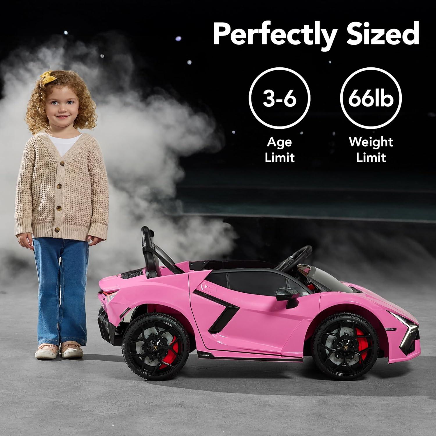 Best Choice Products Kids 12V Ride-On Car Officially Licensed Lamborghini Revuelto w/ Remote, LED Lights - Pink
