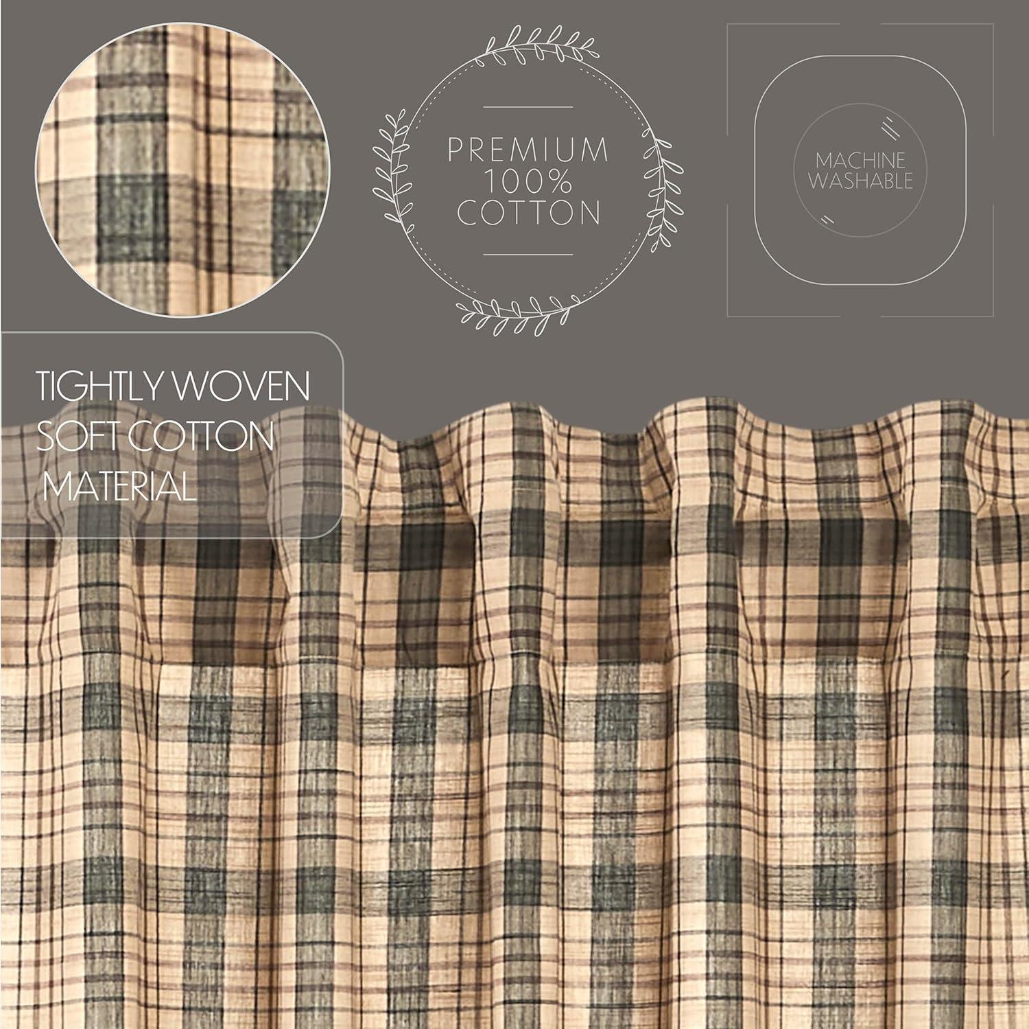 Rosalind Wheeler Holms Plaid Cotton Tailored Window Valance in Khaki/ Forest Green/ Russet