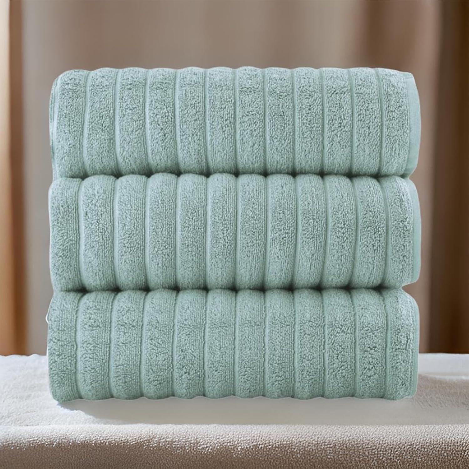 Cotton Ribbed Bath Sheet Towel Set of 3 - 40X67