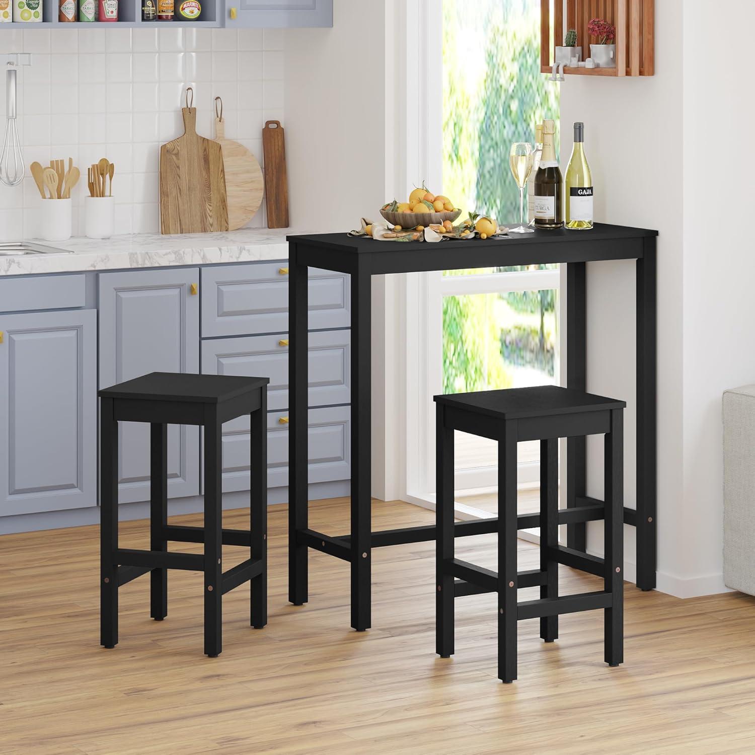 38" Teak Brown Acacia Wood Counter Height Bar Table