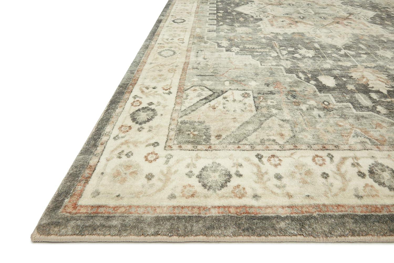 Loloi II Rosette Oriental Traditional Area Rug, Off-White, 18" x 18"