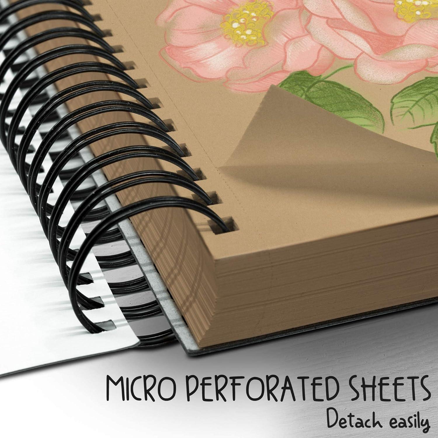 NIL - Tech70 Sheets Premium Toned Tan Sketchbook - 9x12 inches (107 lb/175 GSM) Spiral Bound Drawing Paper Pad for Markers, Colored Pencils, Chalk, Oil Pastels, Charcoal Pencils and Graphite