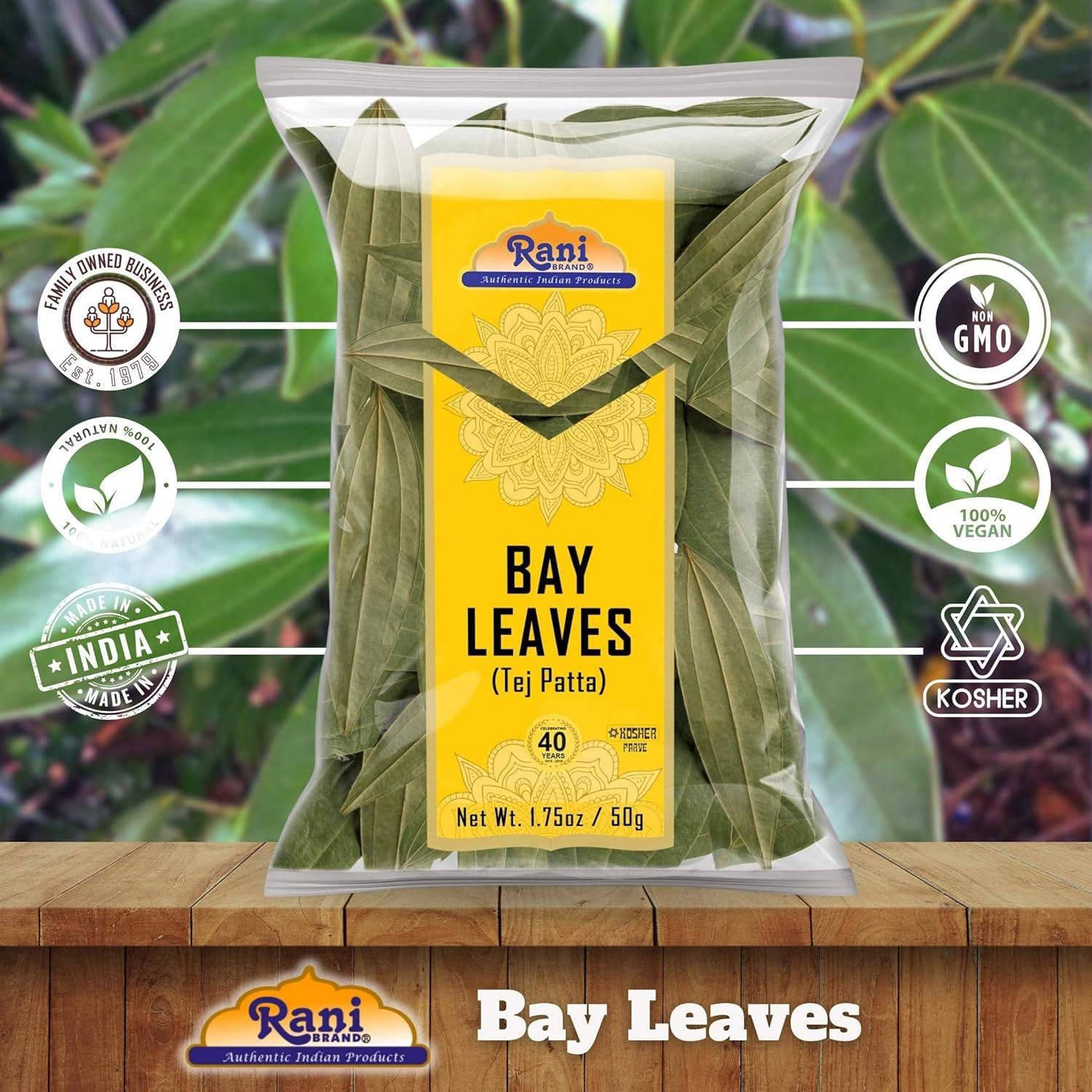 Bay Leaves Whole Hand Selected Extra Large - 1.75oz (50g) - Rani Brand Authentic Indian Products