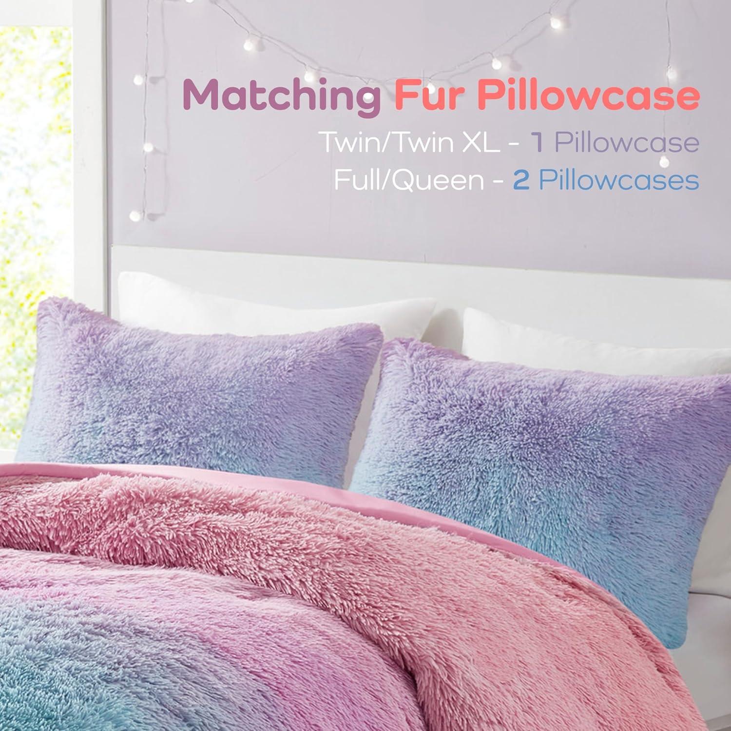 Intelligent Design Pastel Ombre Shaggy Faux Fur Comforter Set