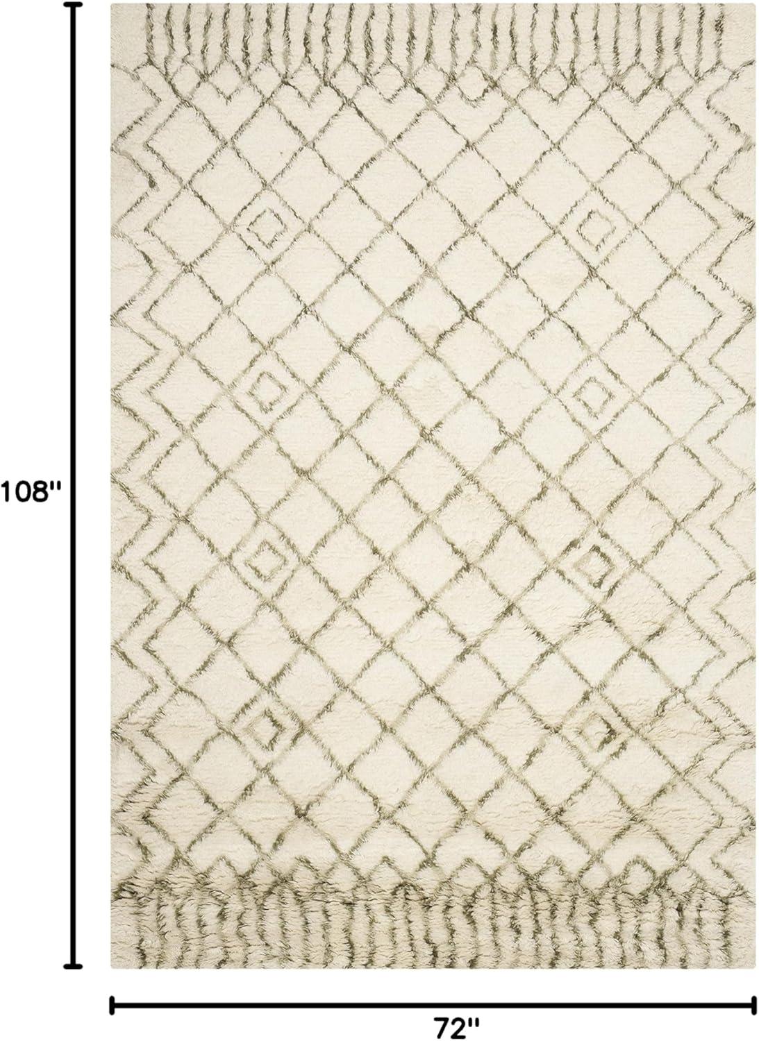 SAFAVIEH Casablanca Wilmer Abstract Shag Area Rug, Ivory/Green, 6' x 9'