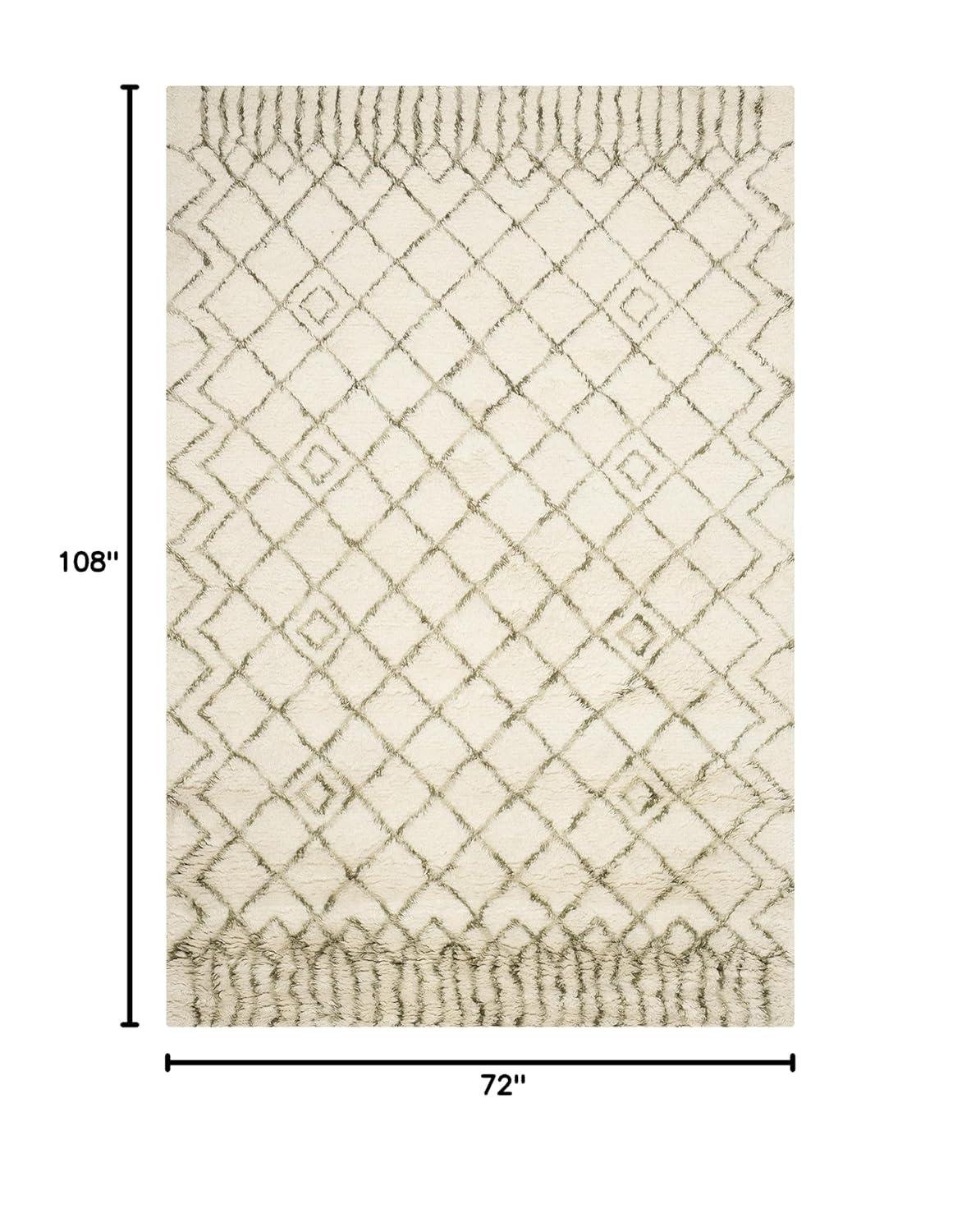 SAFAVIEH Casablanca Wilmer Abstract Shag Area Rug, Ivory/Green, 6' x 9'