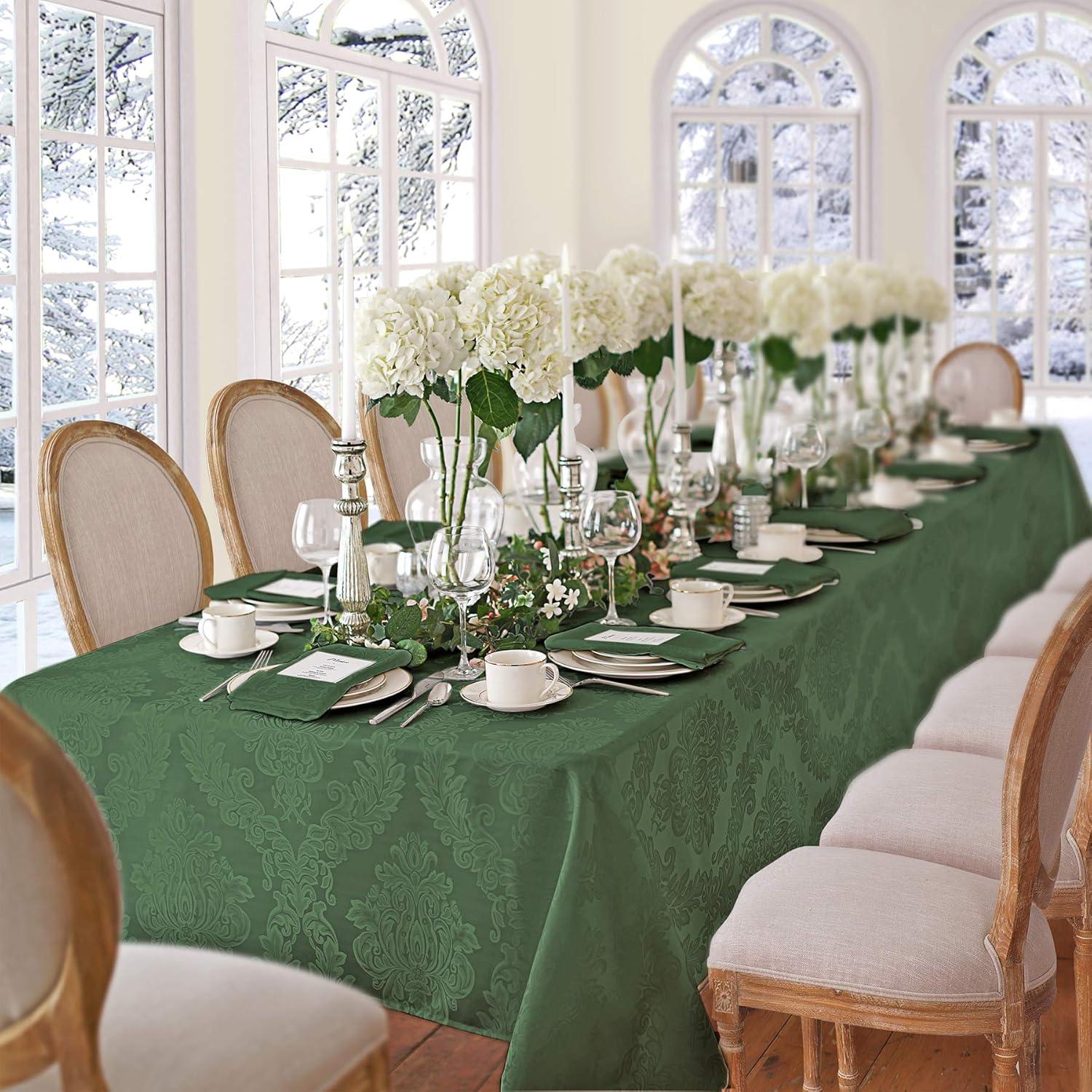 Hunter Green Jacquard Damask Stain Resistant Napkin Set of 4