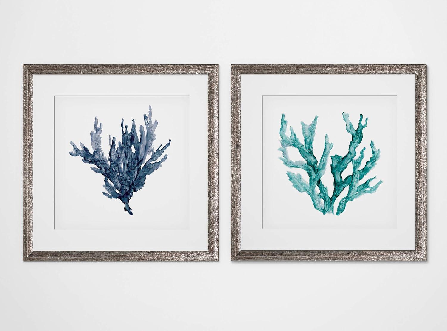 Sea Coral 2-Piece Framed Art Set with Silver Frame