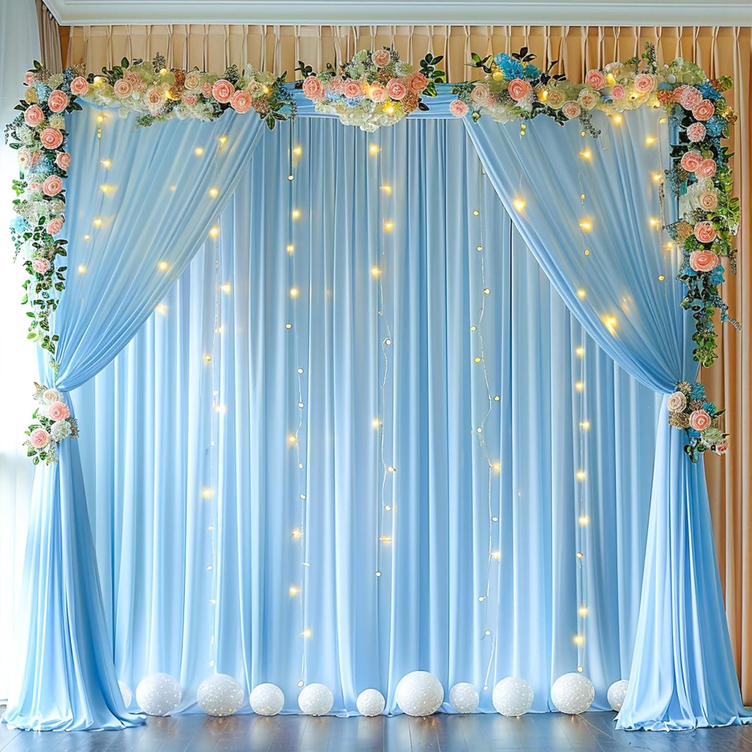 10x10ft White Backdrop Curtain for Parties Wrinkle Free Wedding Baby Curtain Backdrops for Birthday Party