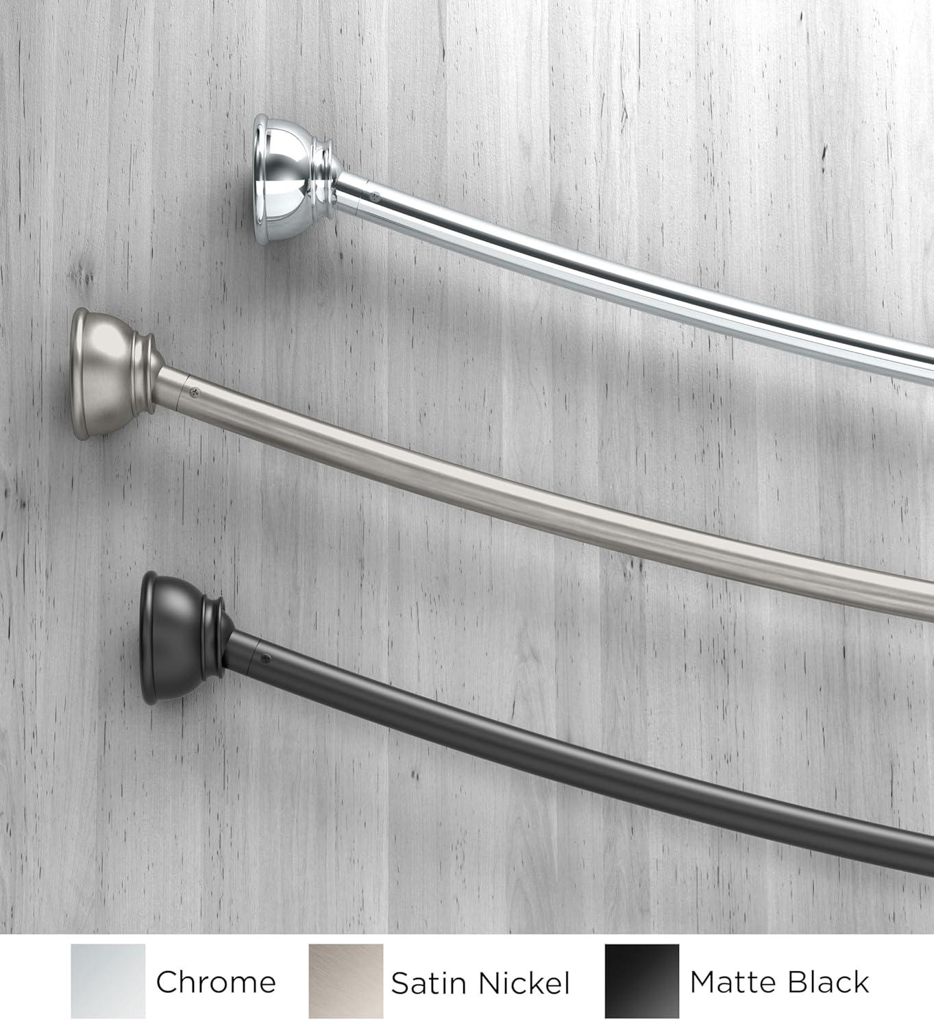 Hotel Comfort 42"- 72" Expandable Curved Shower Curtain Rod | Stainless Steel Shower Rod