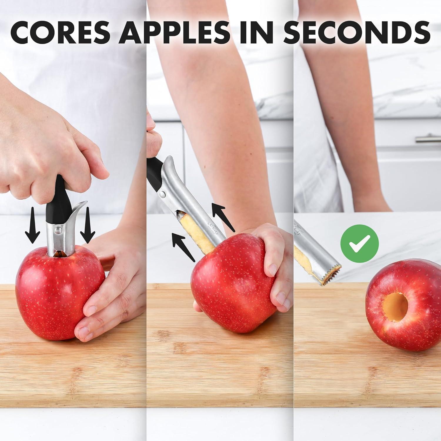 Black Stainless Steel Apple Corer with Ergonomic Handle