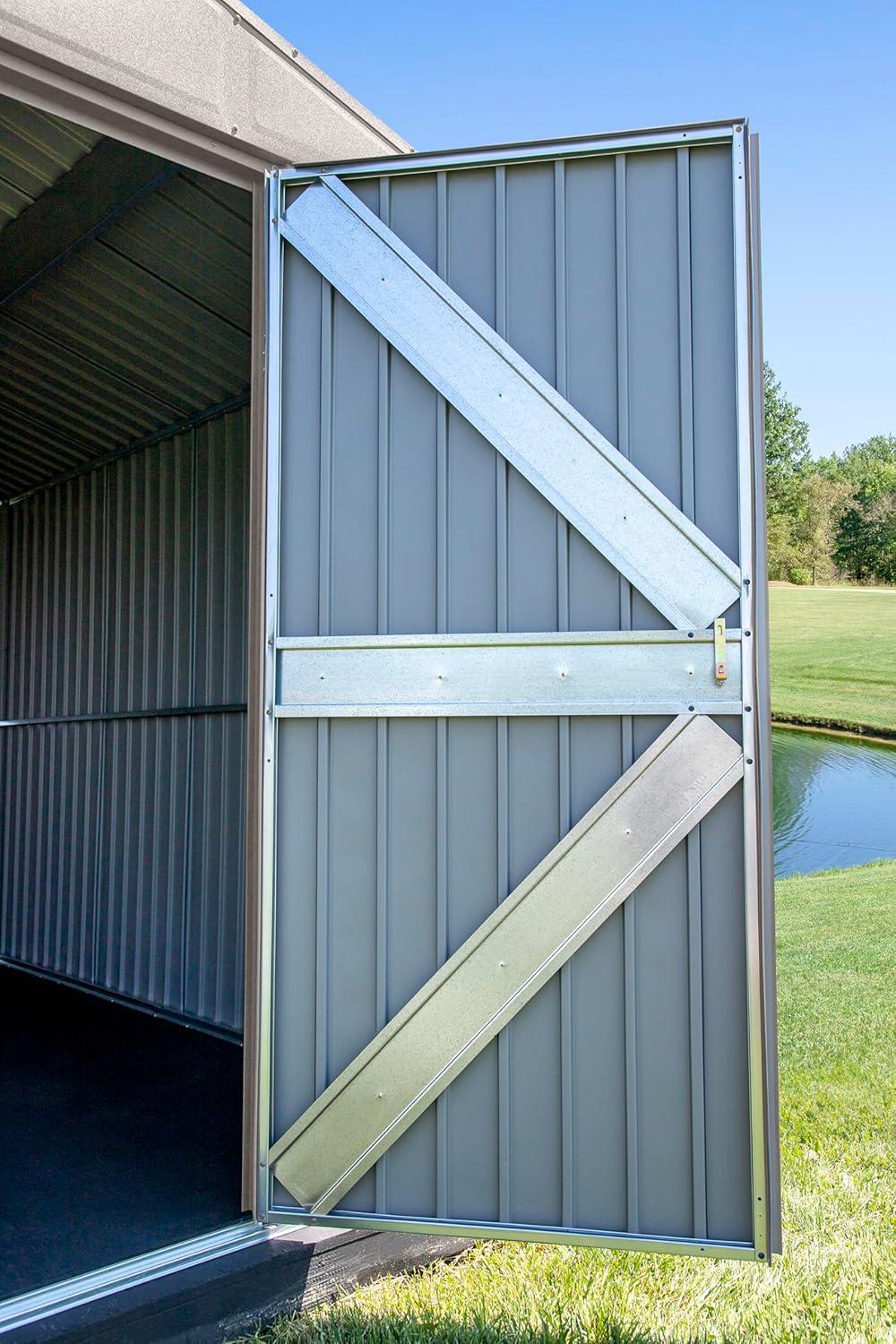 Elite Cool Grey 14' x 12' Steel Storage Shed with Swing Doors