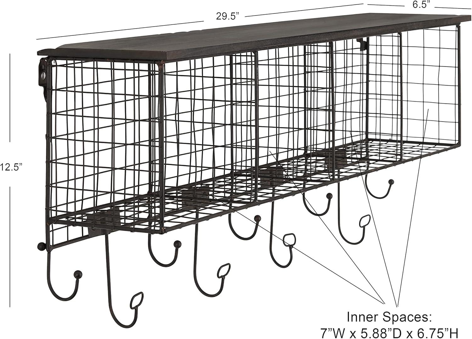Linon Four Cubby Metal Wall Shelf in Black