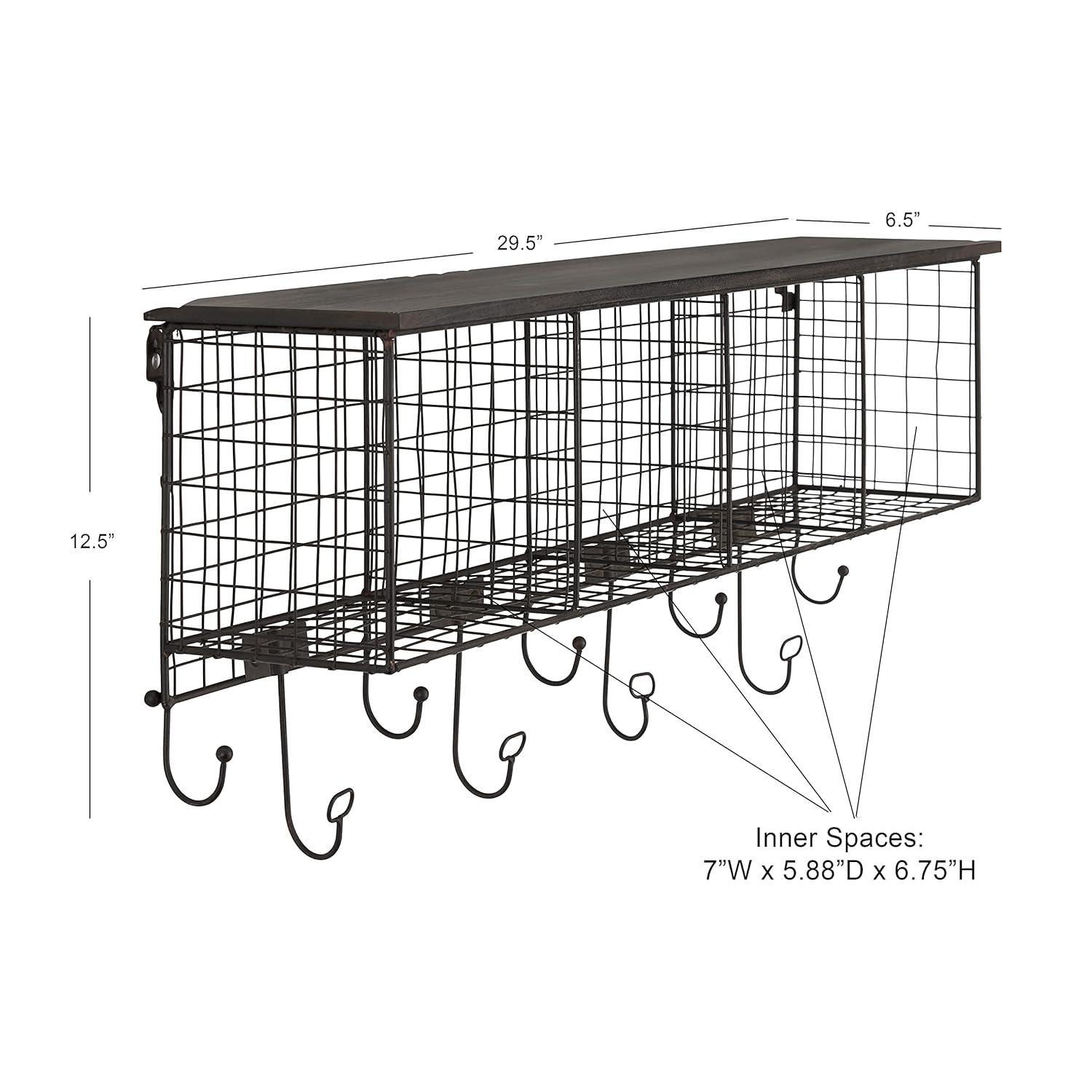 Linon Four Cubby Metal Wall Shelf in Black