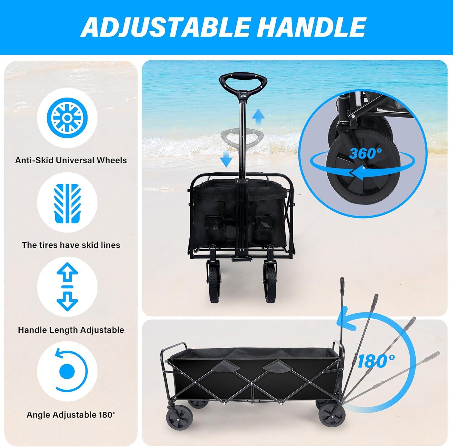 YSSOA 330LBS Folding Outdoor Garden Cart Wagon Camping Cart