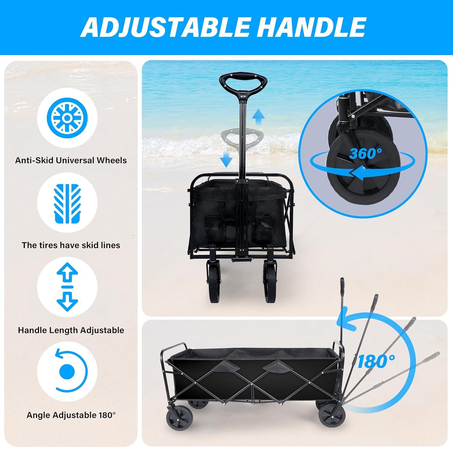 YSSOA 330LBS Folding Outdoor Garden Cart Wagon Camping Cart