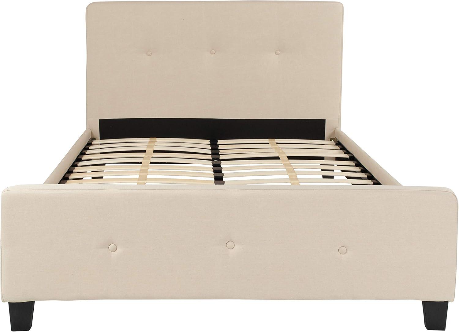 Flash Furniture Tribeca Queen Size Tufted Upholstered Platform Bed in Beige Fabric