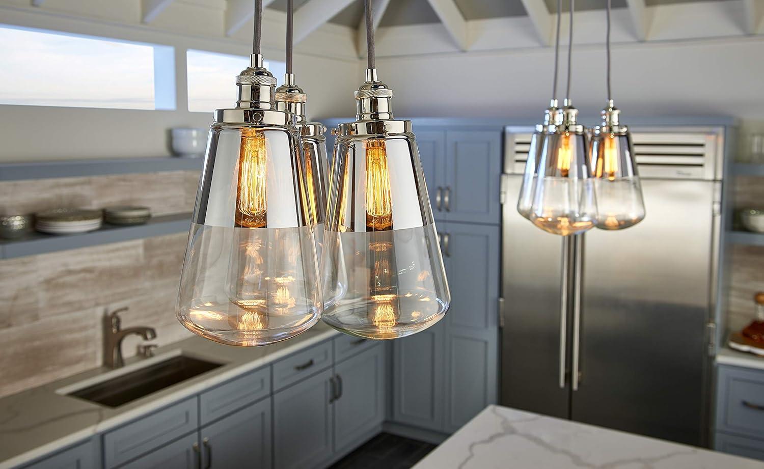 Elegant Mini-Pendant Light in Painted Aged Brass and Dark Zinc with Gold Glass