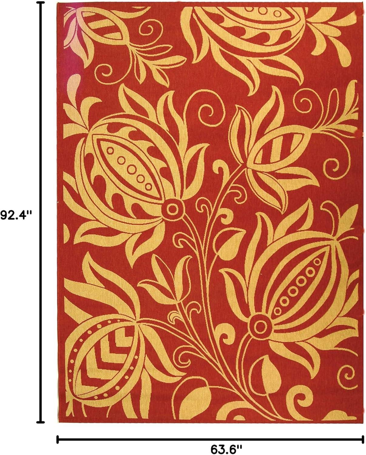 Safavieh Courtyard Crystal Floral Indoor/Outdoor Indoor/Outdoor Area Rug, 5'3" x 7'7", Red/Natural