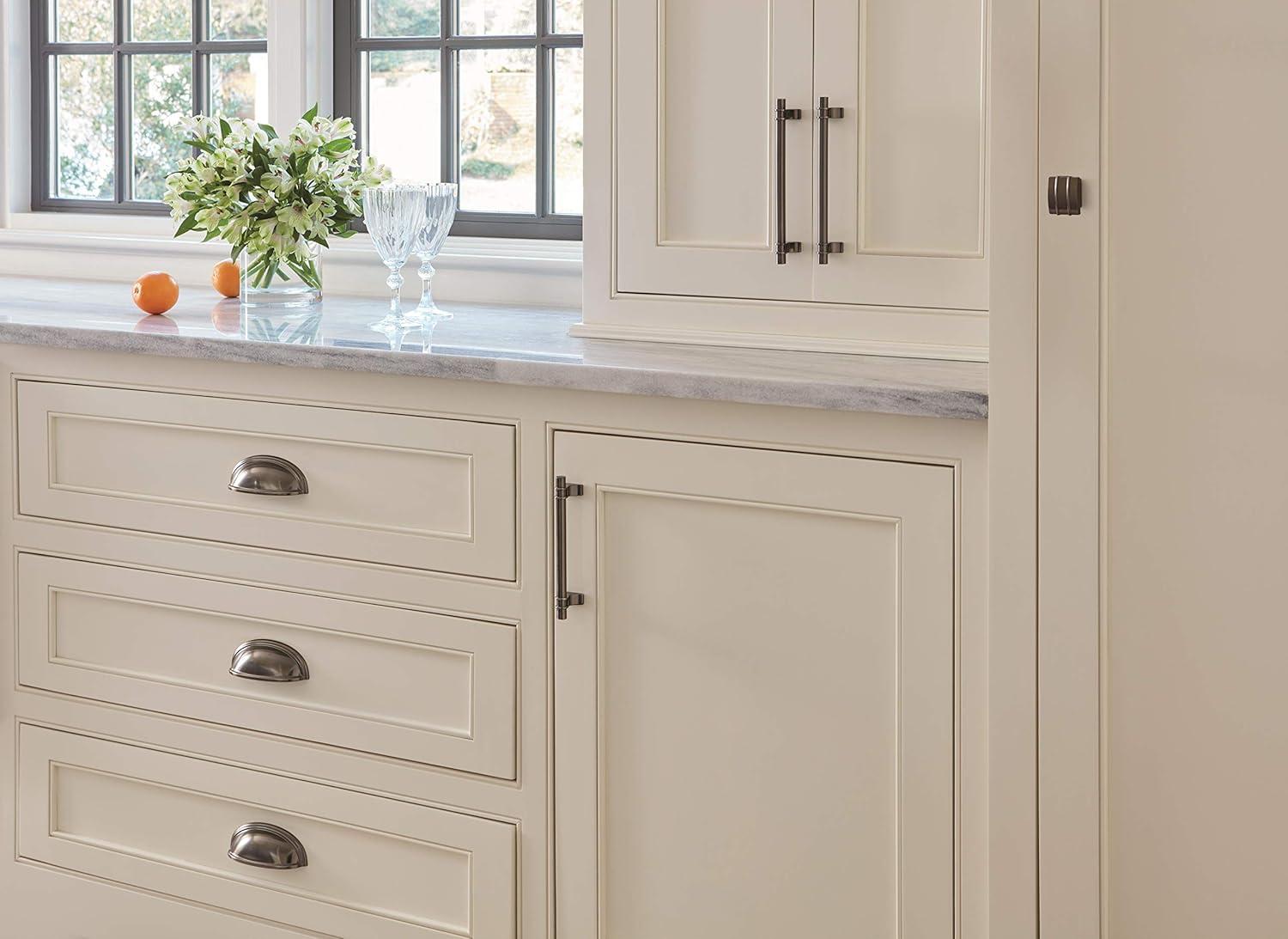 Amerock Davenport 5-1/16 inch (128mm) Center-to-Center Satin Nickel Cabinet Pull