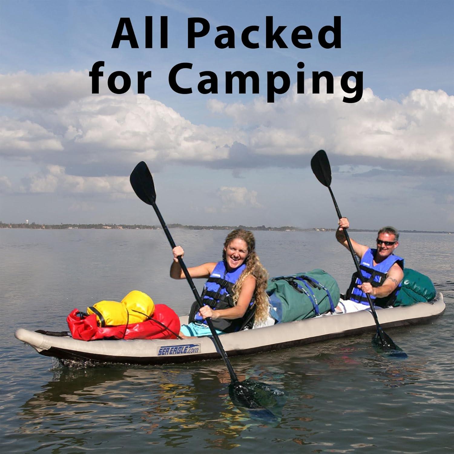 Sea Eagle 465FT Fasttrack Inflatable 15'3" 1-3 Person Touring Kayak with Rigid External keel - Smoother Paddling Experience Light Weight- 2 Person Deluxe Package