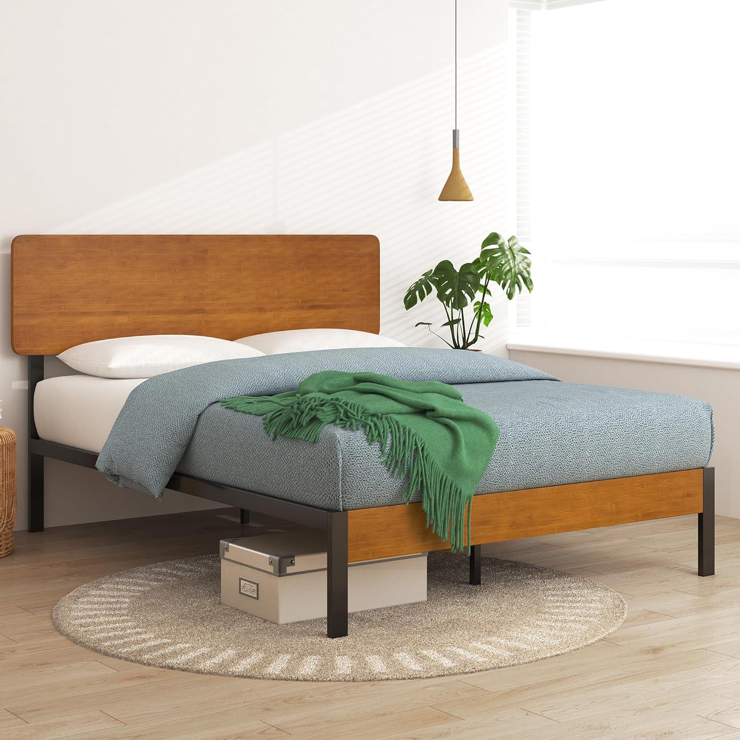 Full Olivia Metal Platform Bed Frame Brown - ZINUS: Steel & Plywood Construction, No Box Spring Needed, 14" Under-Bed Clearance