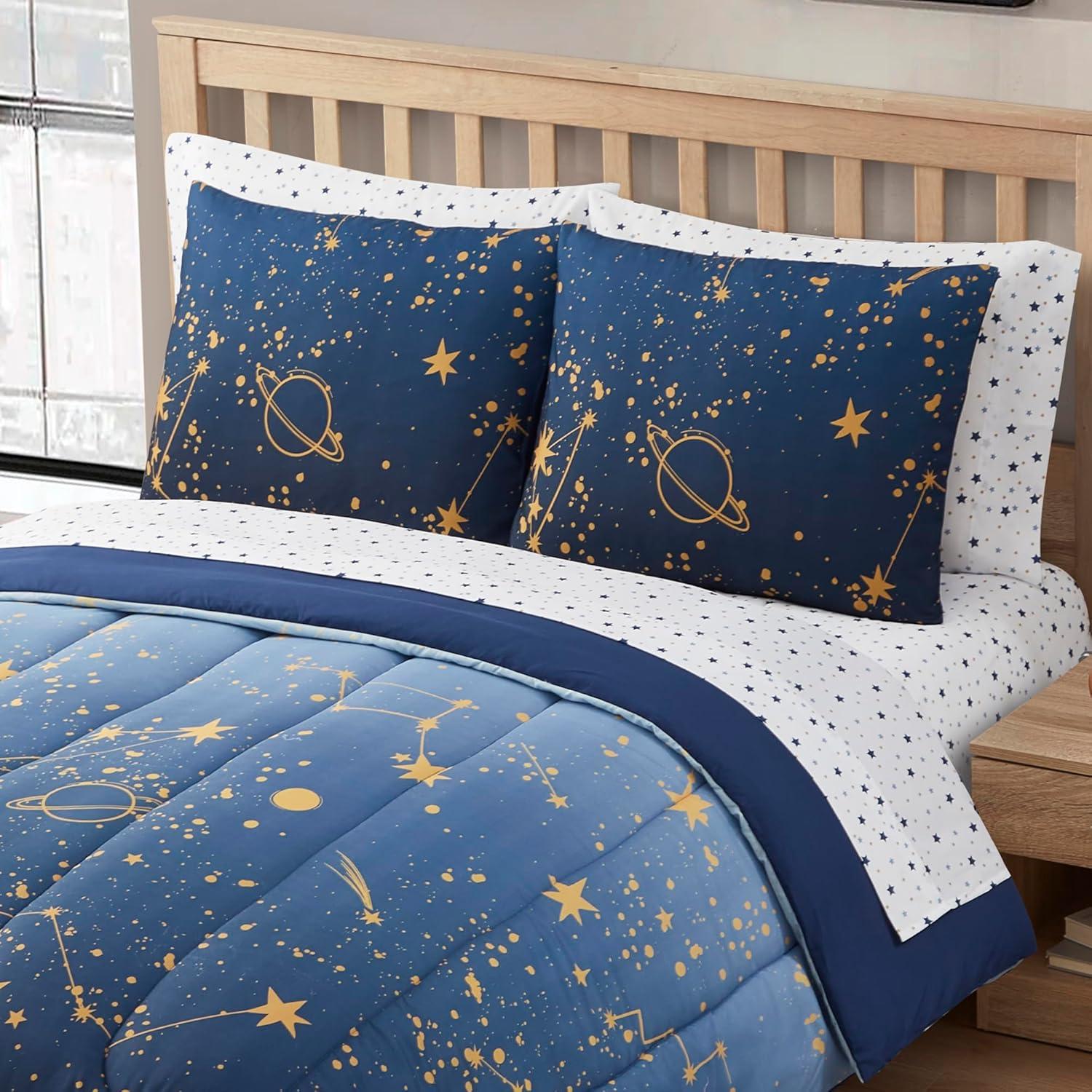 Sweet Home Collection Kids Galaxy Printed Bed in a Bag Comforter & Sheet Set
