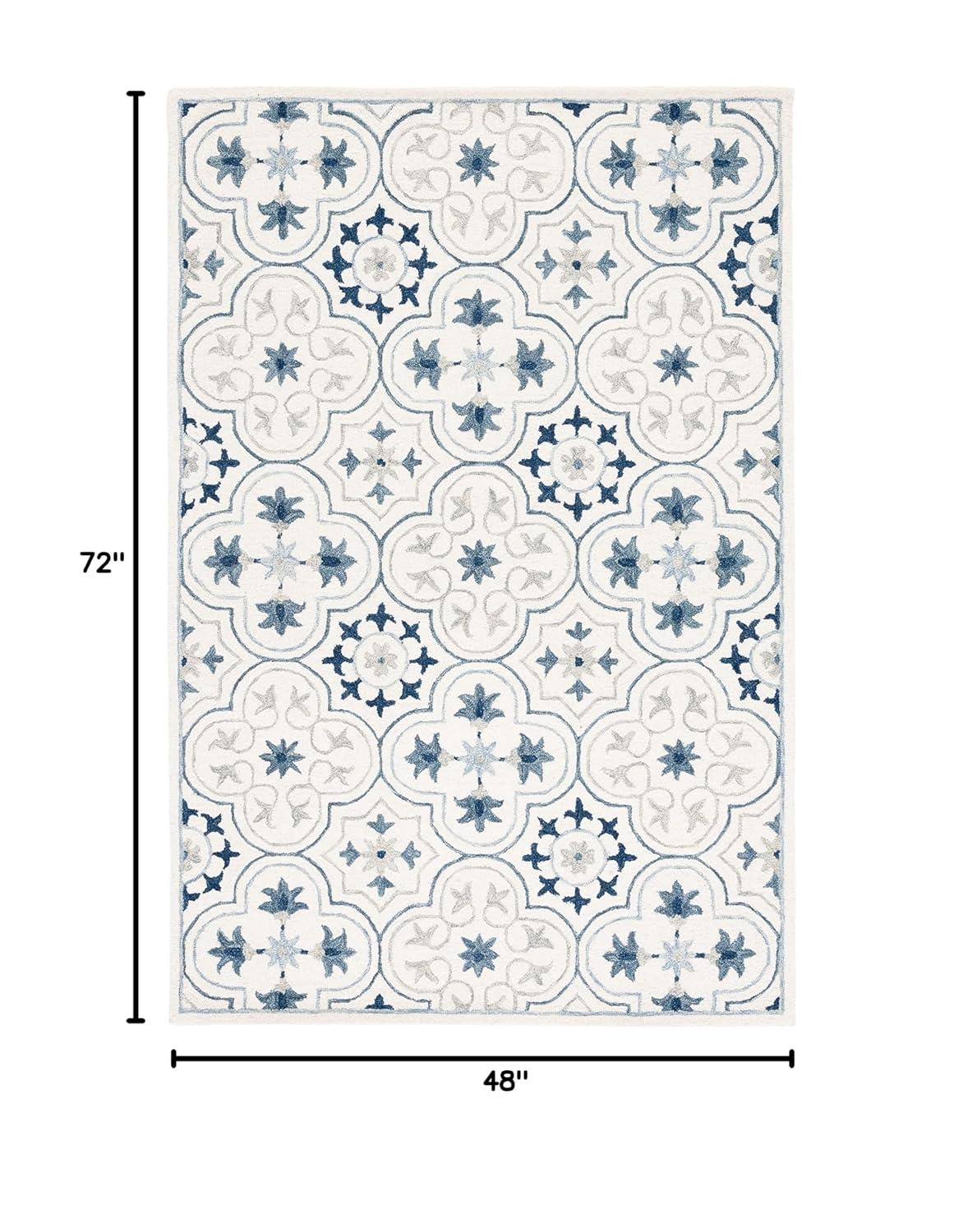 Micro-Loop MLP381 Hand Tufted Indoor Area Rug - Ivory/Sage - 4'x6' - Safavieh