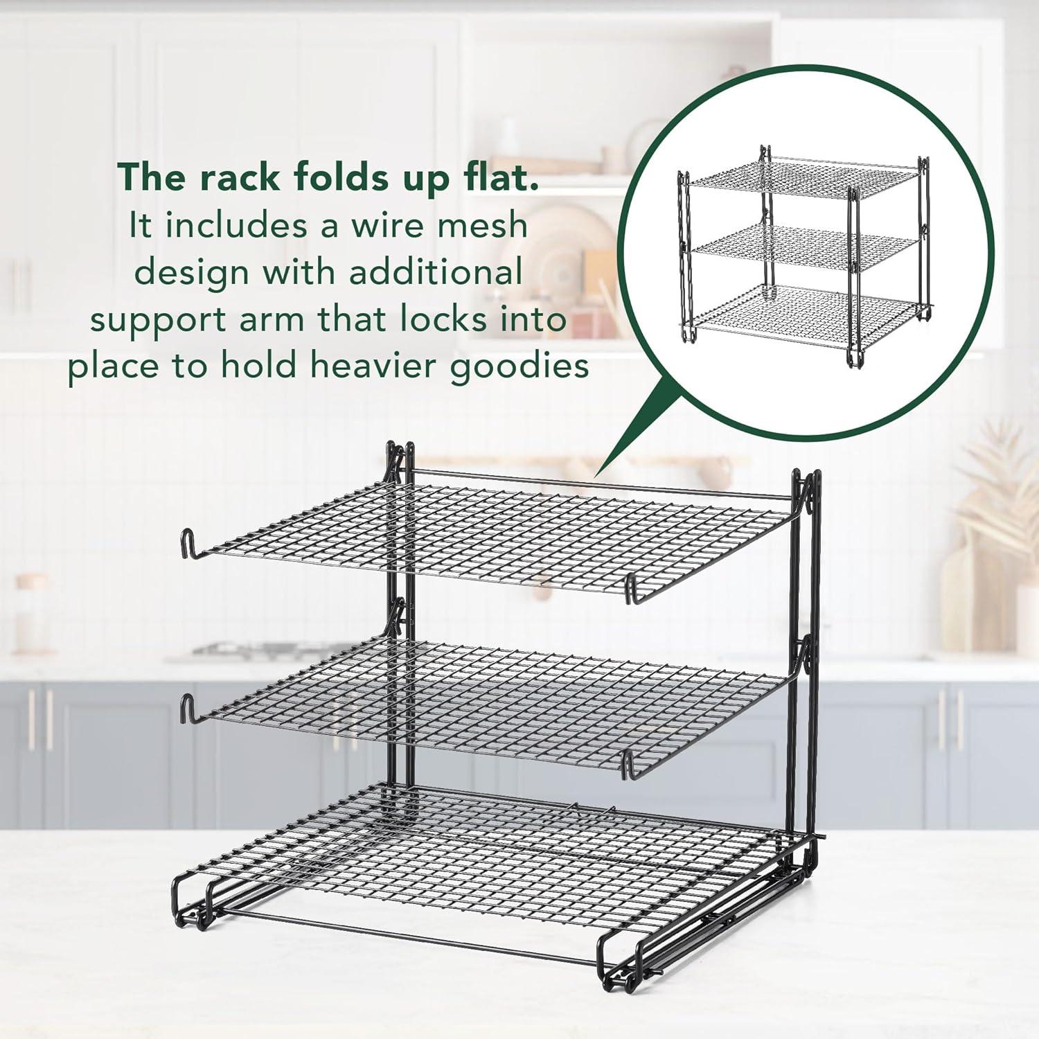 Black 3-Tier Non-Stick Wire Mesh Cooling Rack