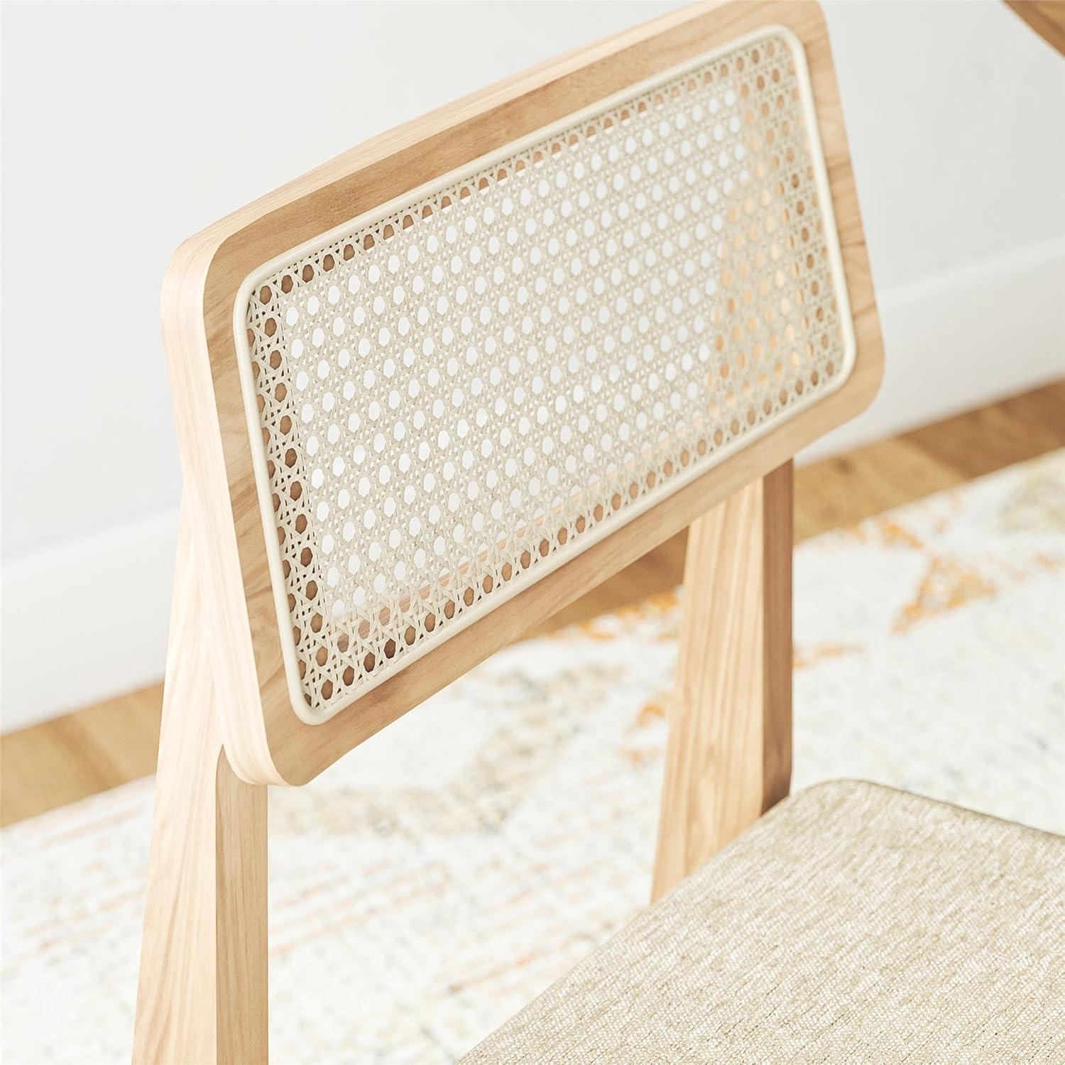 DHP Eleni Cane Dining Chairs, Set of 2, Cream/Seadrift
