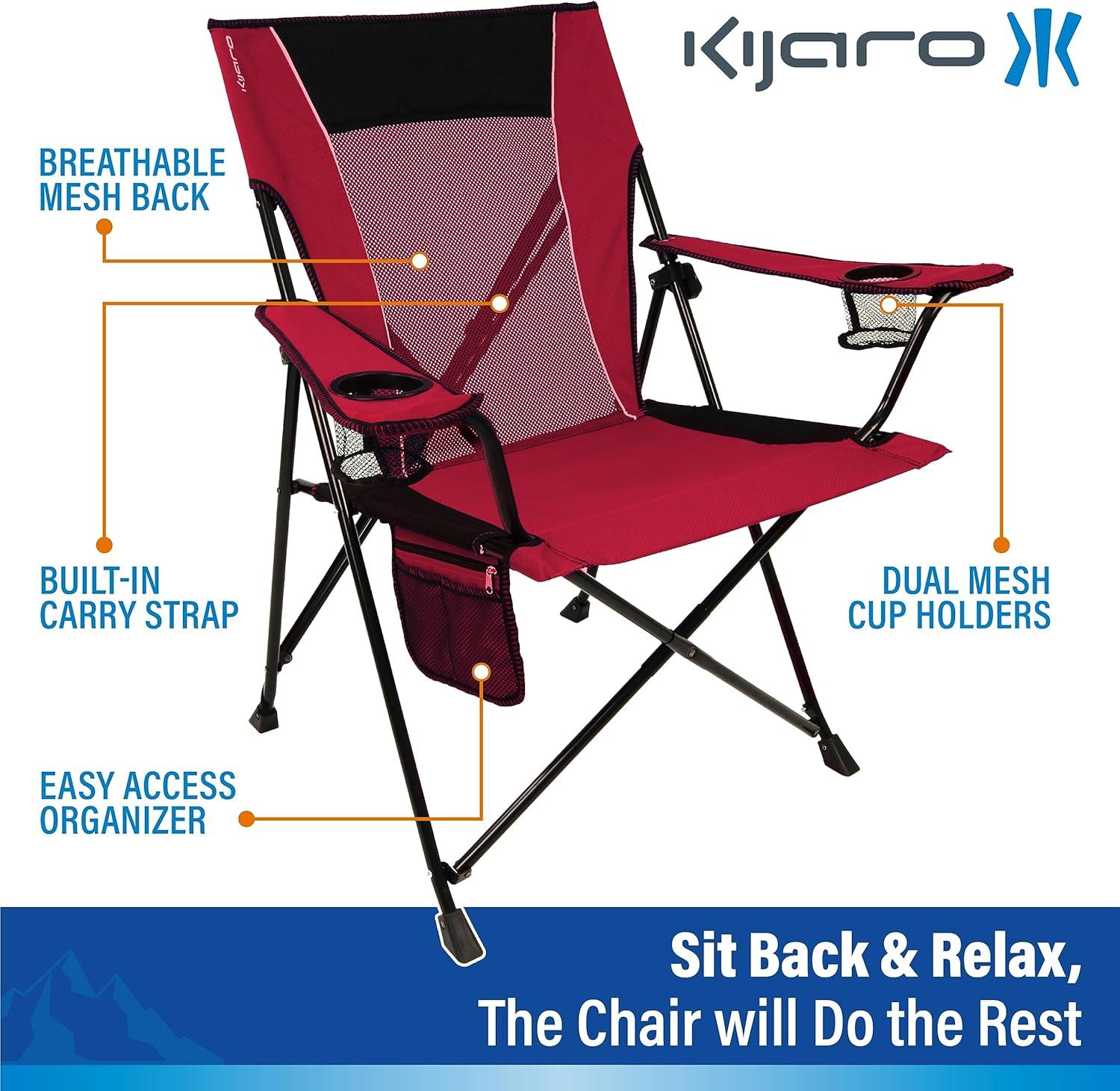 Dual Lock Portable Outdoor Chair in Red Rock with Mesh Back