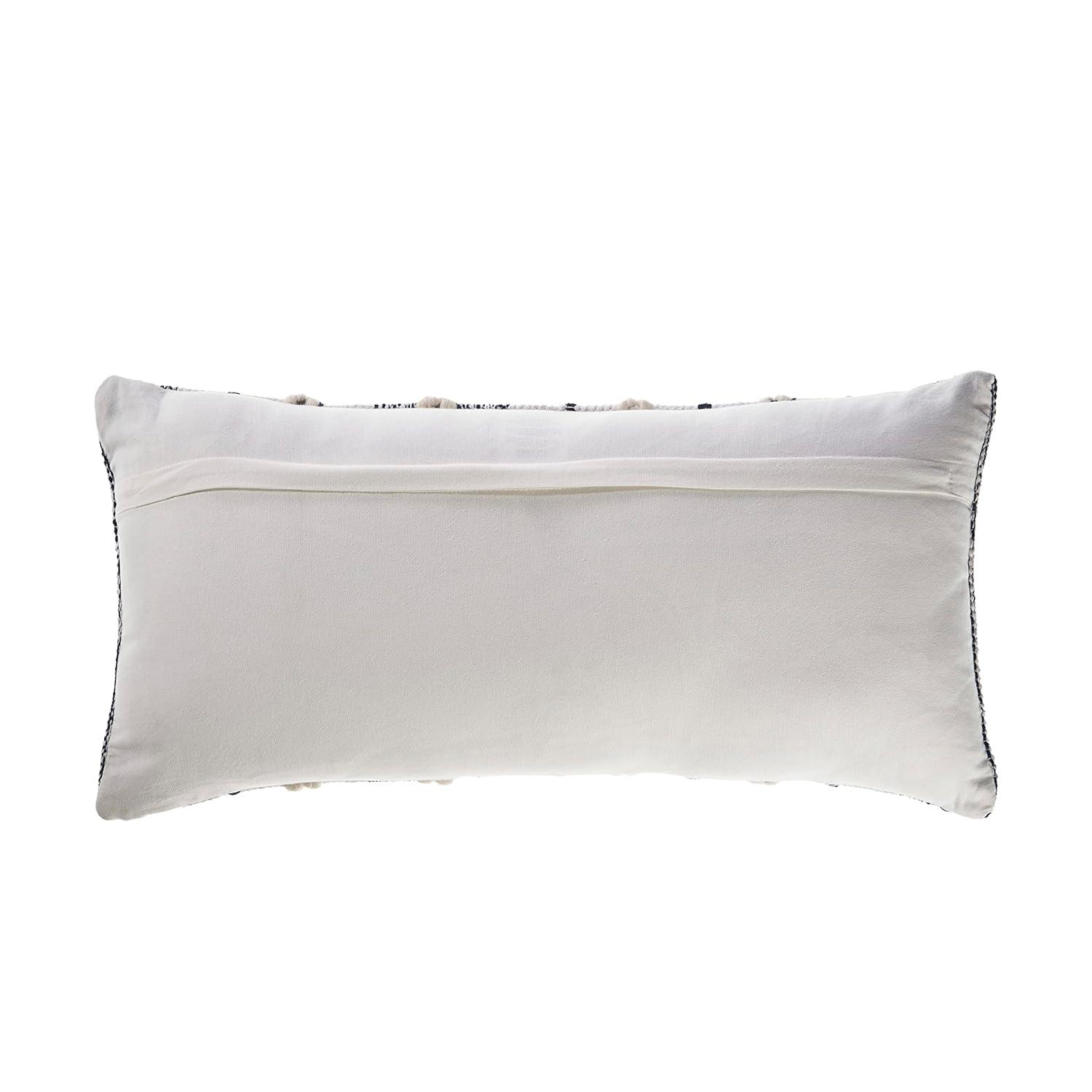 Ox Bay Tessa 14" x 28" White/Navy Striped Adult Decorative Lumbar Throw Pillow Cover