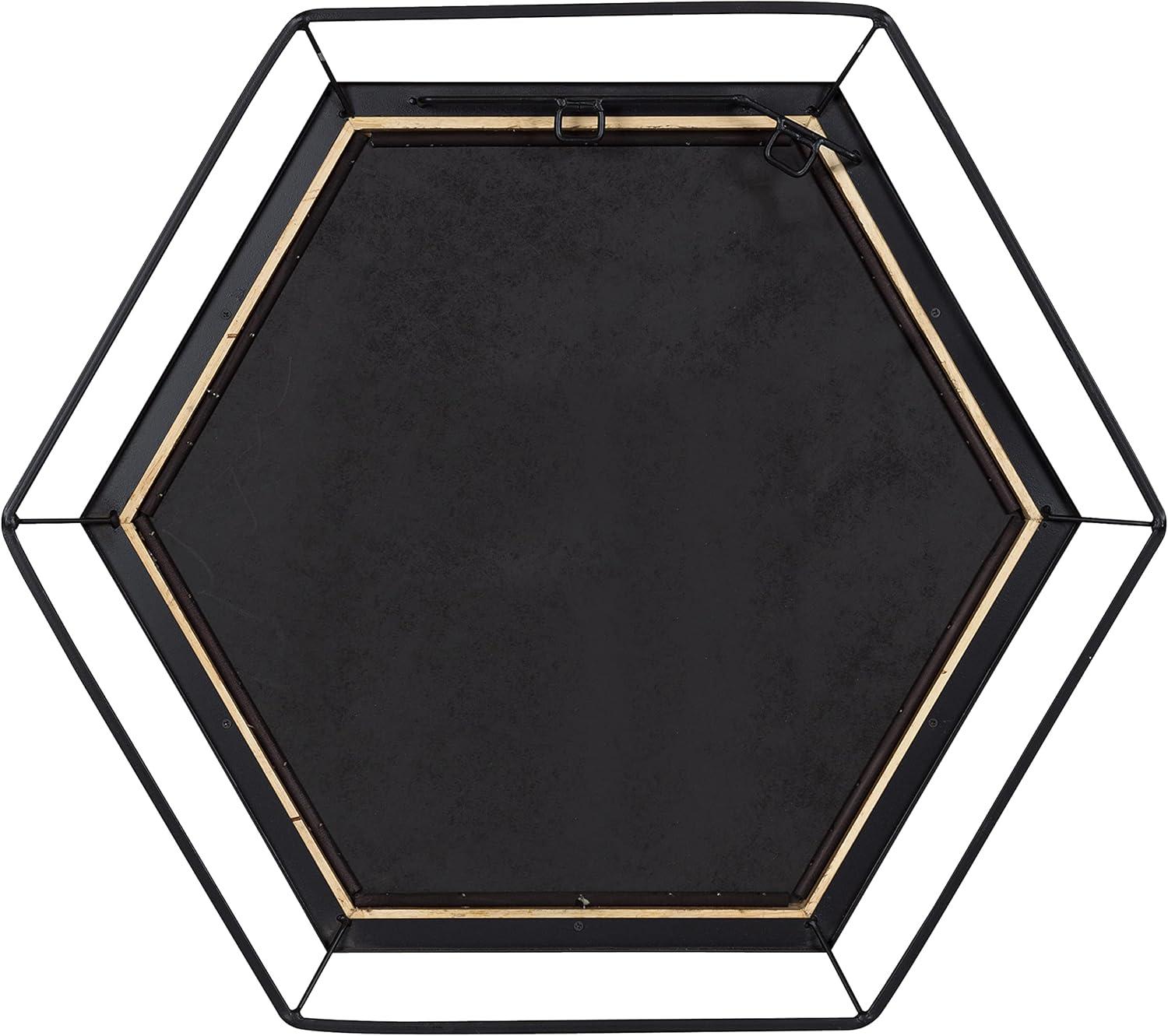 Kate & Laurel All Things Decor 28"x28" Wesman Framed Wall Mirror Walnut Brown : Modern Hexagon Shape, No Assembly Required