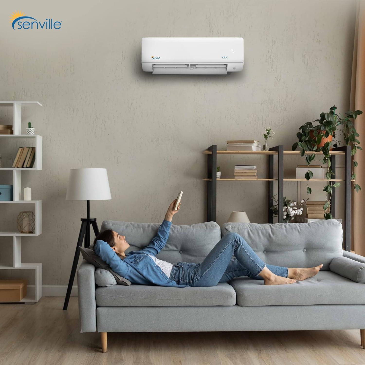 Senville 18000 BTU Wi-Fi Connected Ductless Mini Split Air Conditioner for 1200 Square Feet with Heater and Remote Included