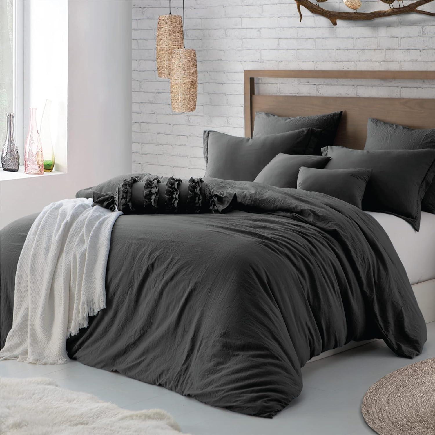 Swift Home Super Soft Crinkle Washed Microfiber Duvet Cover Set