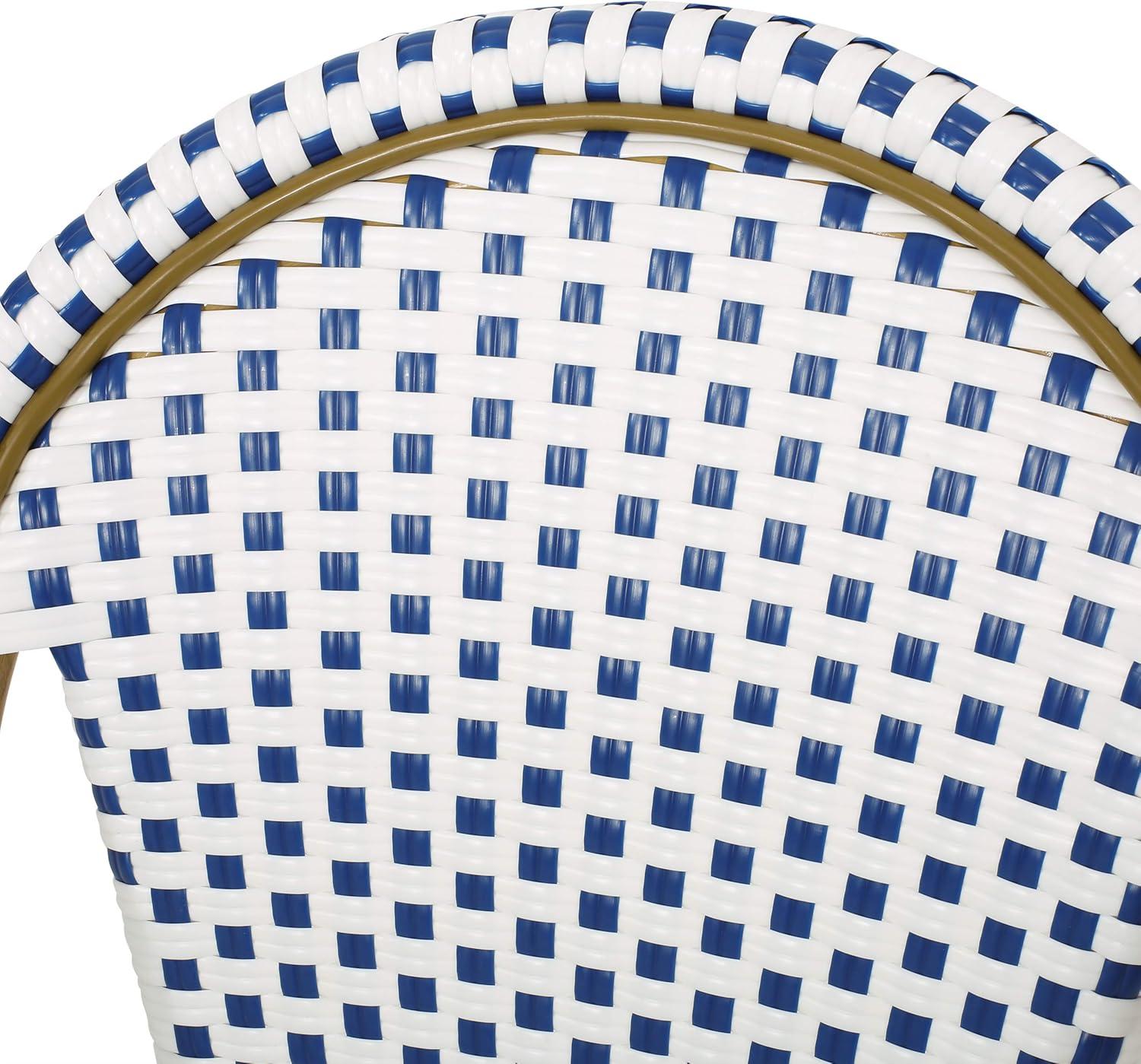 Christopher Knight Home Elize 4pk Outdoor French Cafe Chairs - Blue/White/Bamboo