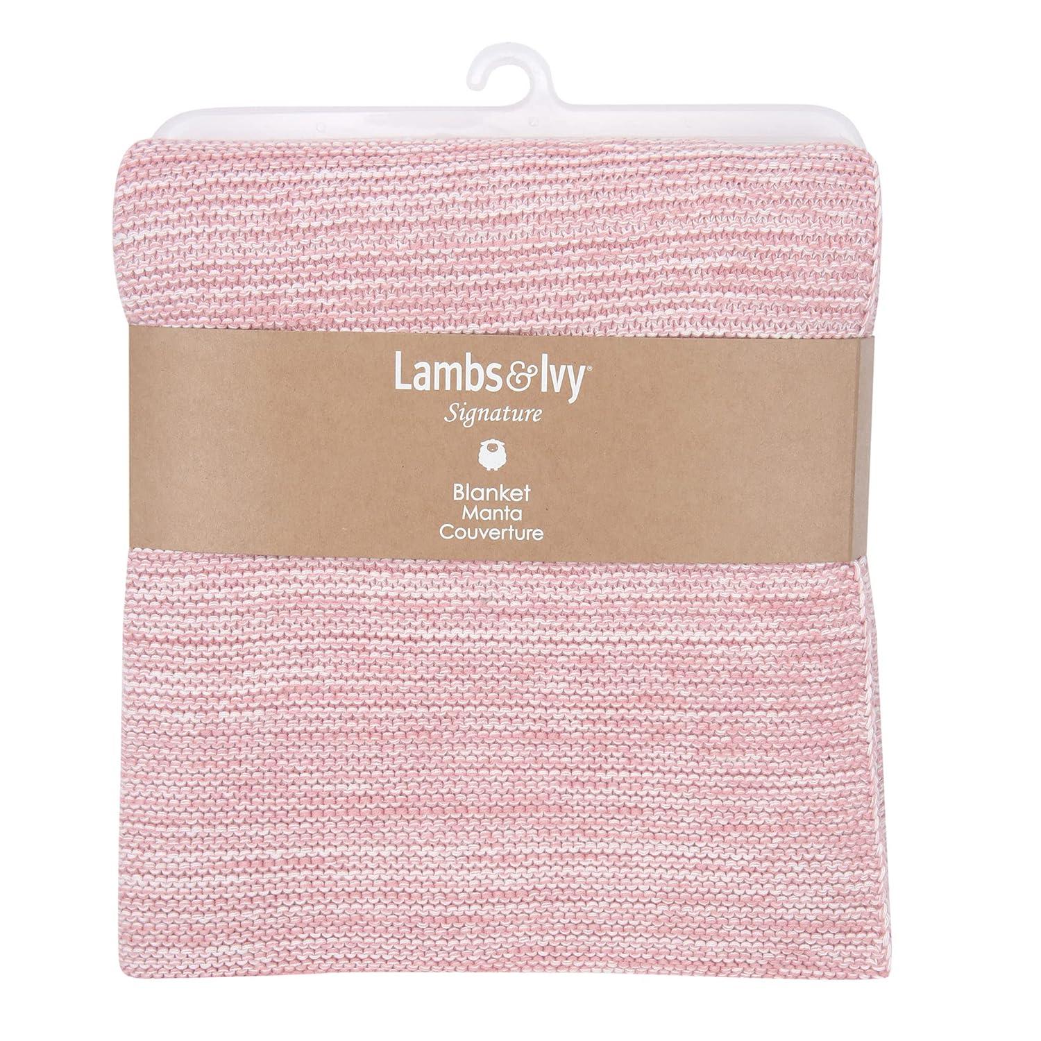 Soft Marl Knit Pink and White 100% Cotton Baby Blanket