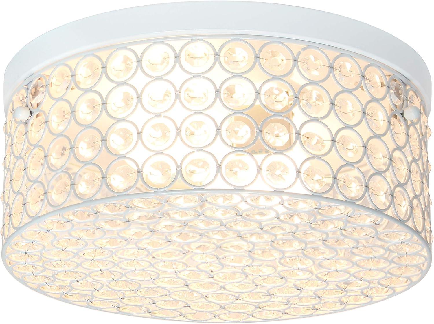 White Crystal Barrel Shade Ceiling Light