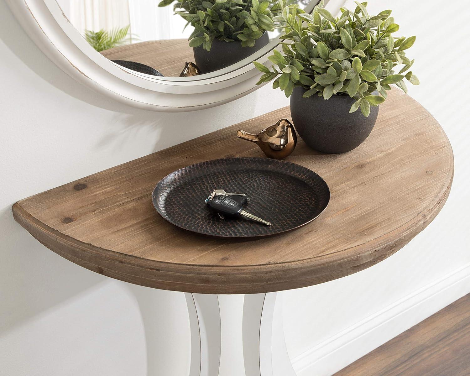Kate and Laurel Linsley Half Circle Wood Console Table, 30x15x31, Rustic Brown