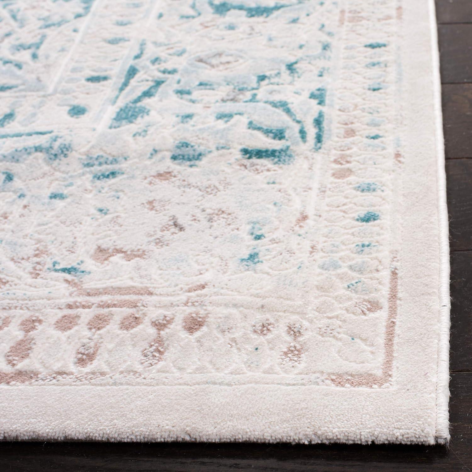 SAFAVIEH Passion Collection Area Rug - 8' x 11', Turquoise & Ivory, Vintage Distressed Design, Non-Shedding & Easy Care, Ideal for High Traffic Areas in Living Room, Bedroom (PAS405B)