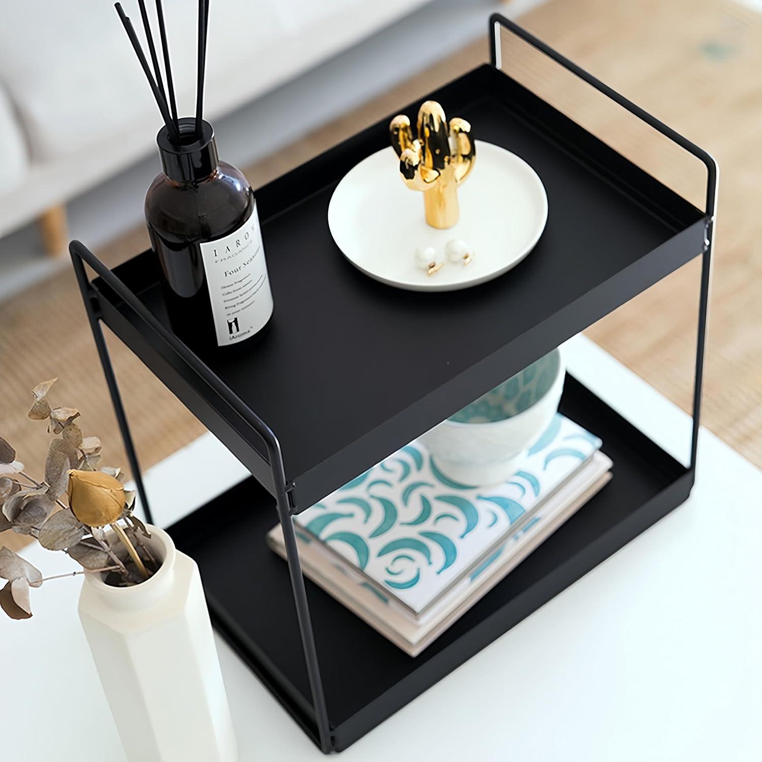 Black Metal 2-Tier Freestanding Countertop Organizer