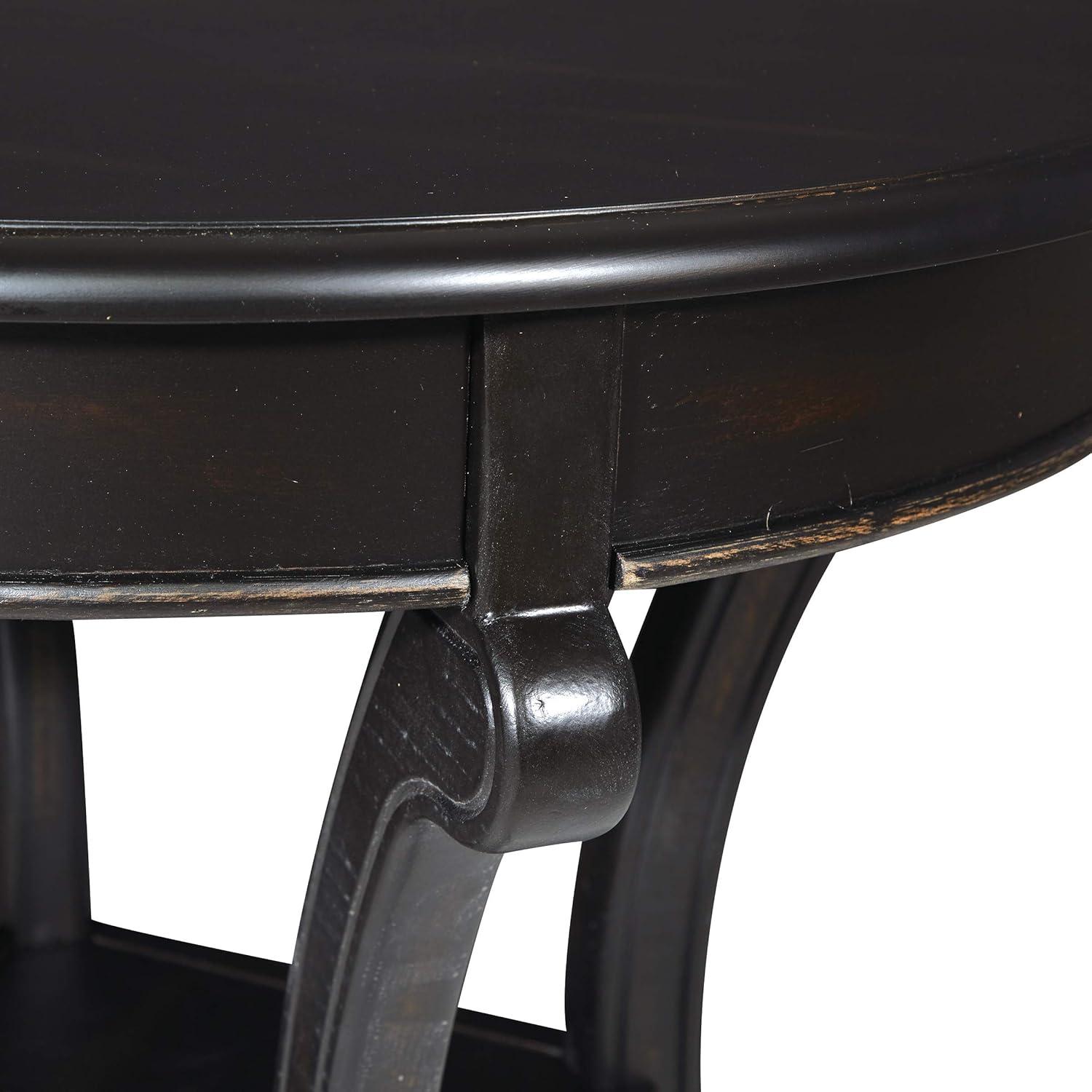 Vermont Round Wood Accent Table in Antique Black