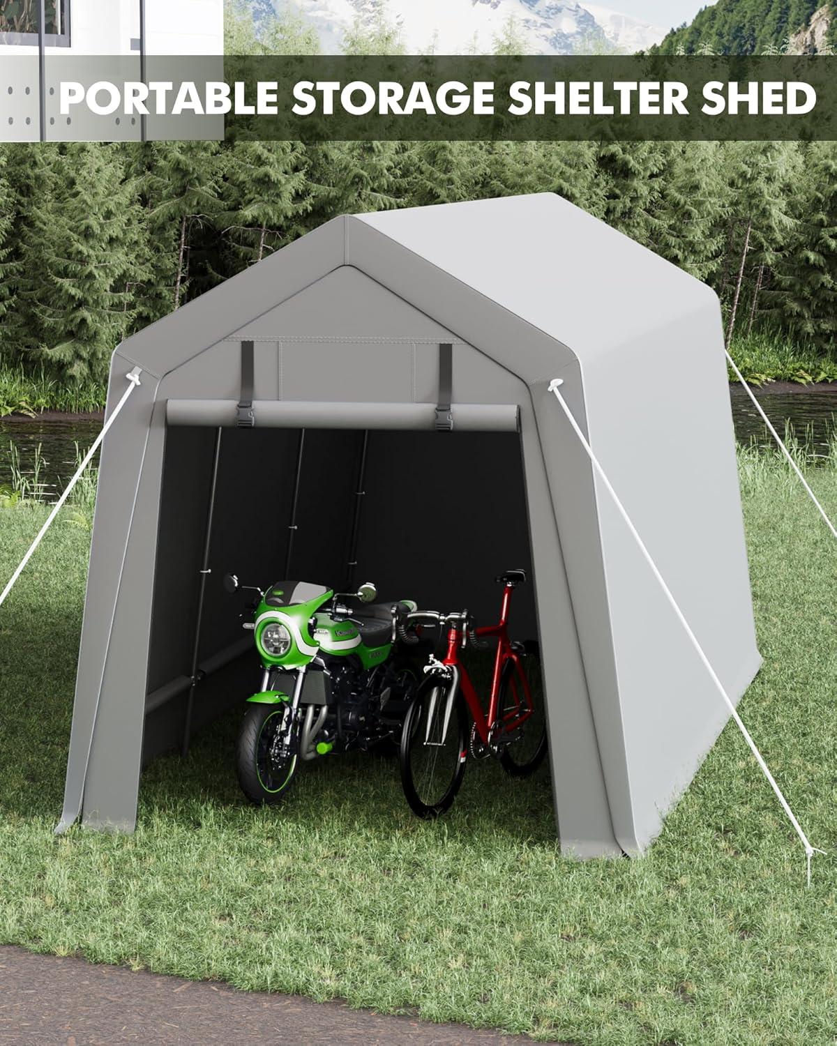 babevy Motorcycle Storage Shed, Heavy Duty Portable Tent With Rolled Zipper Door in , 84" H x 72" W x 72" D