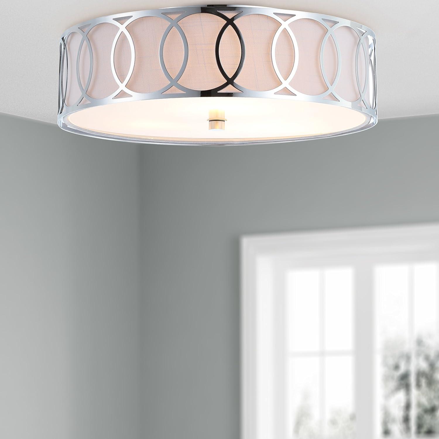Aubrey 3-Light 15.5" Metal LED Flush Mount, Chrome