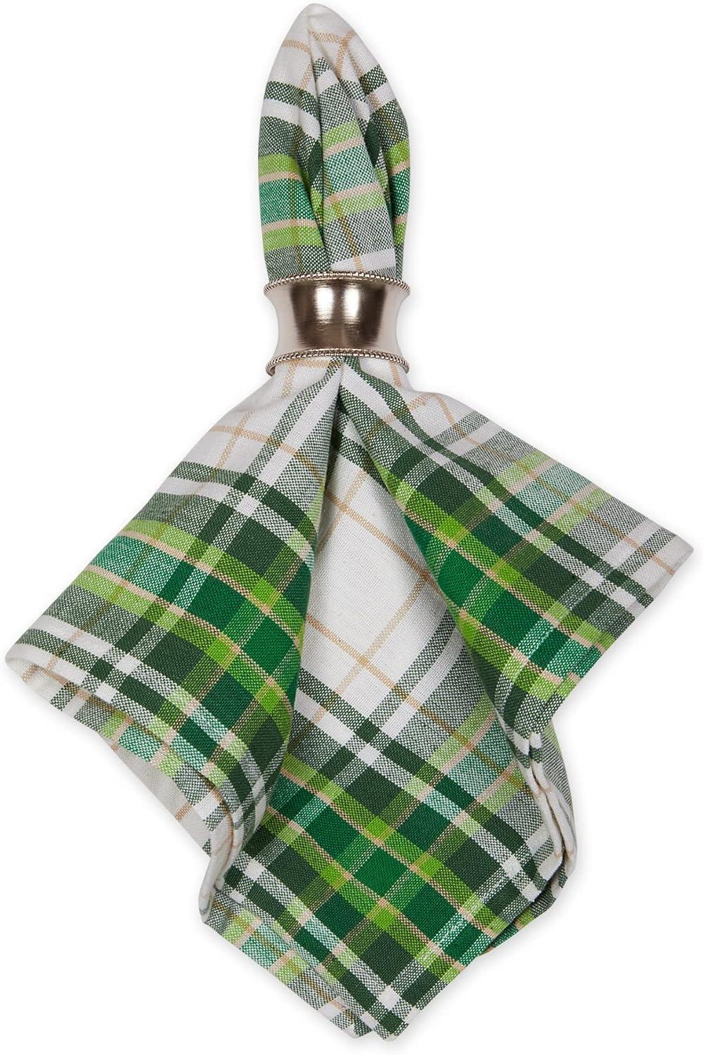 Green and White Plaid Cotton Napkin Set of 6